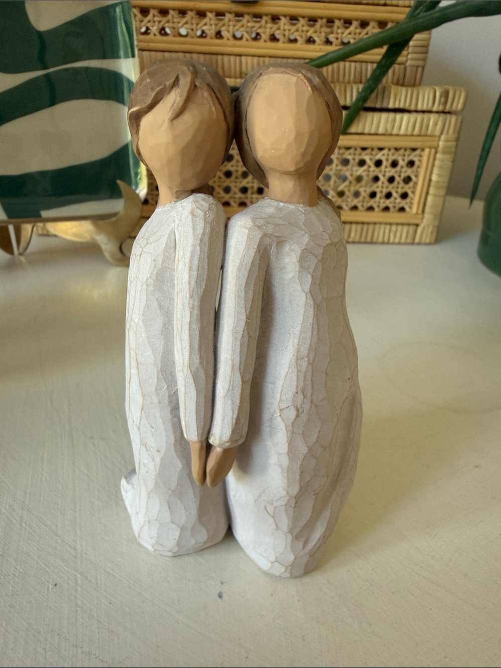 Willow Tree Two Alike 2004 Figures in White and Natural Wood Tones